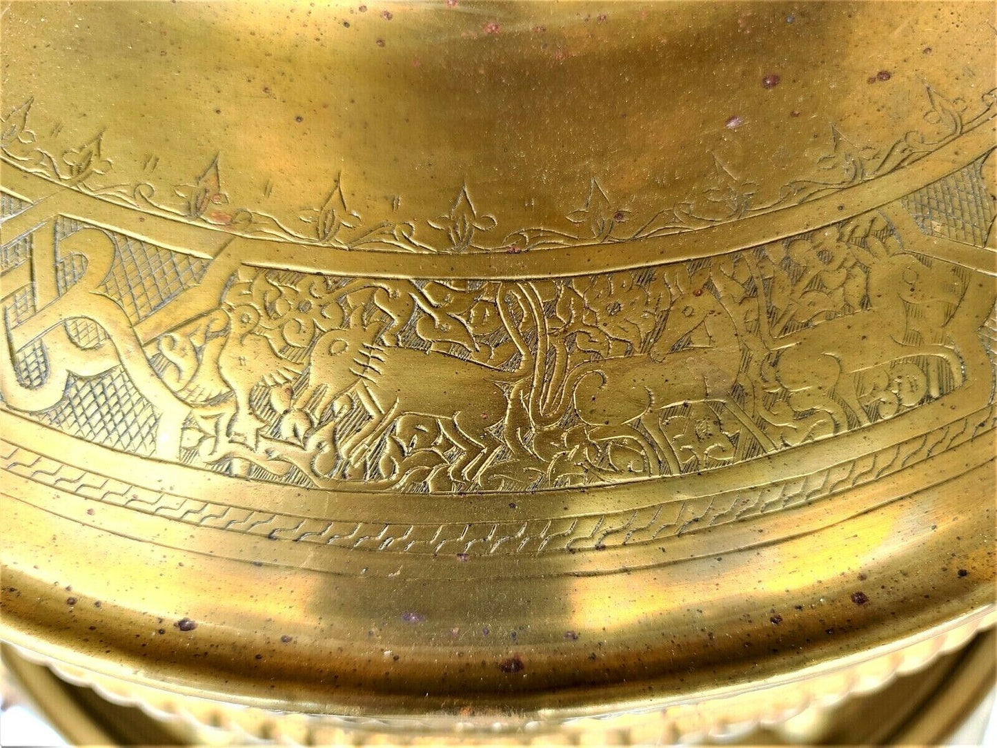 Large 30" Antique c 1900 Arabic Fire Pit Ceremonial Brazier with Matching Tray