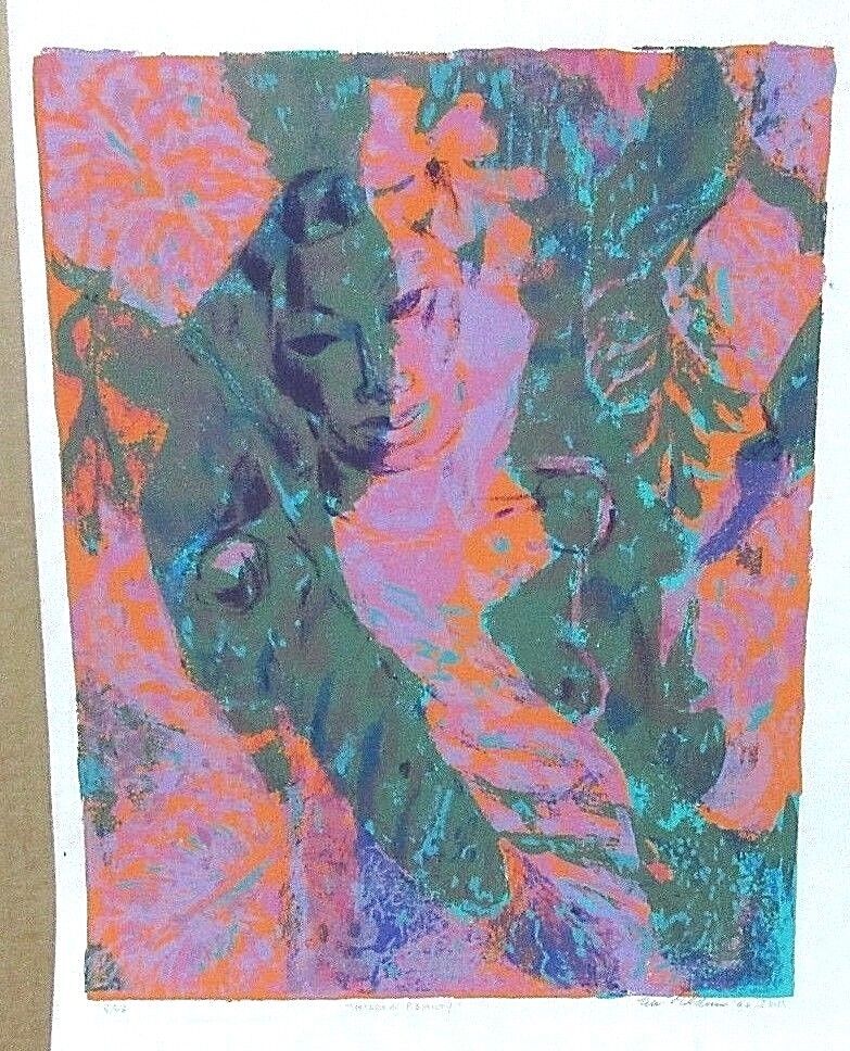 1960 Edward Goldman (1916-2006) Signed Lt Ed 4/46 Imp. Serigraph "HIDDEN BEAUTY"