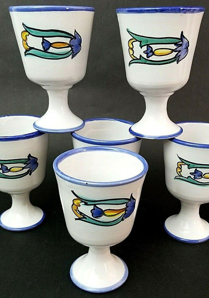 Set of 6 SOLIMENE Ceramiche Vietri sul Mare Fratelli Bros Wine Water Goblets