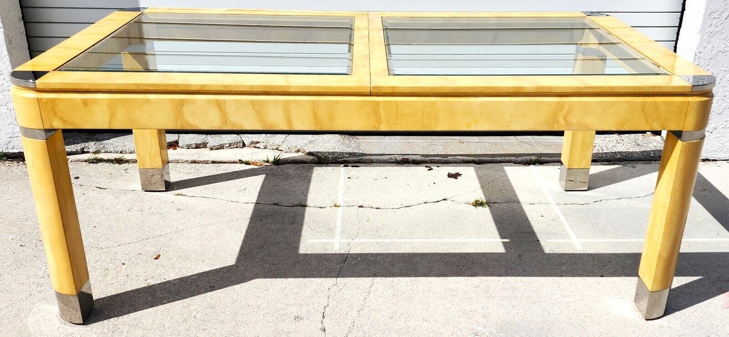 MCM Goatskin Dining Table Karl Springer Style Extendable