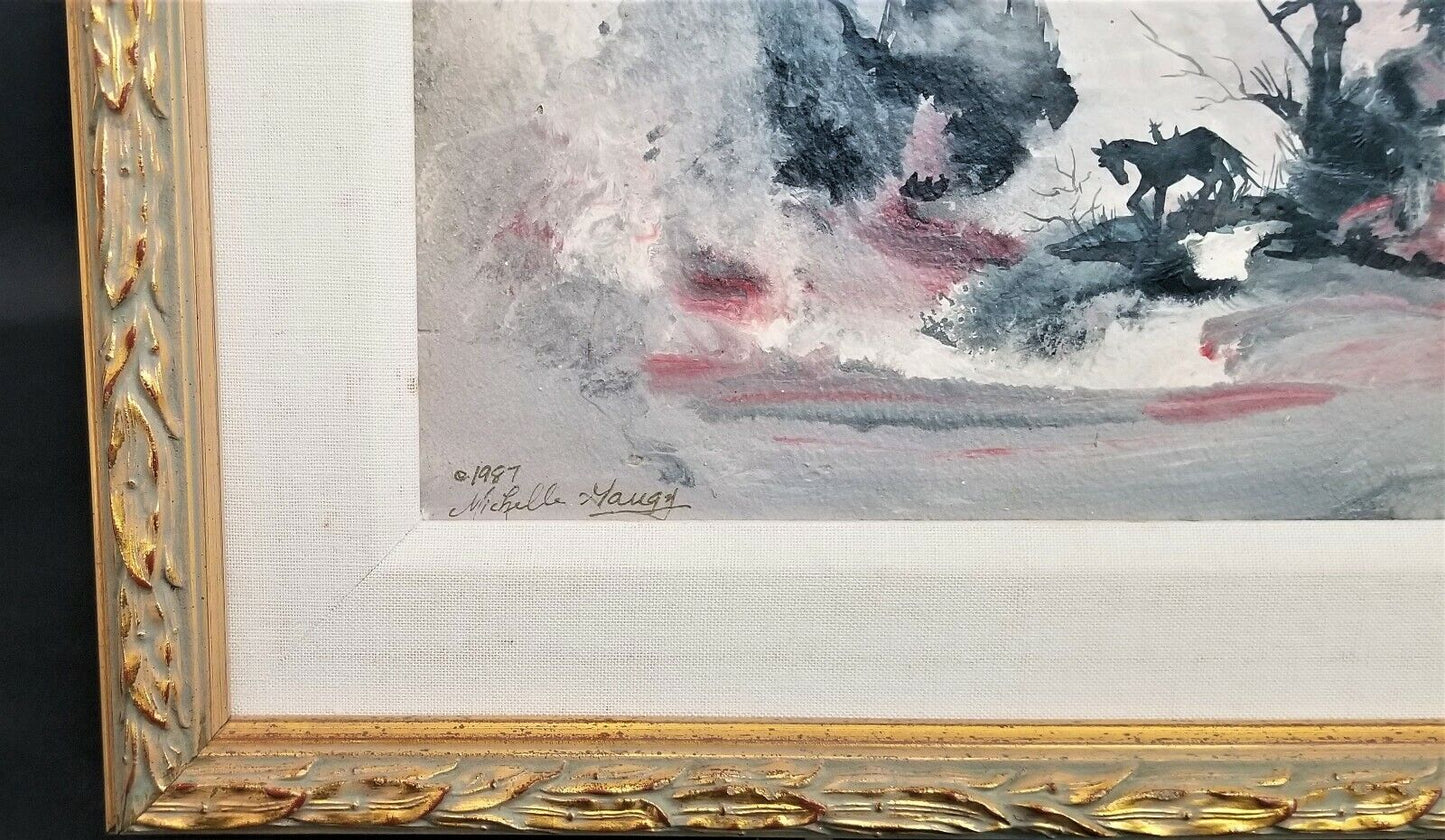 1987 Michelle Gaugy Framed Acrylic Don Quixote Themed Painting "Another Day"