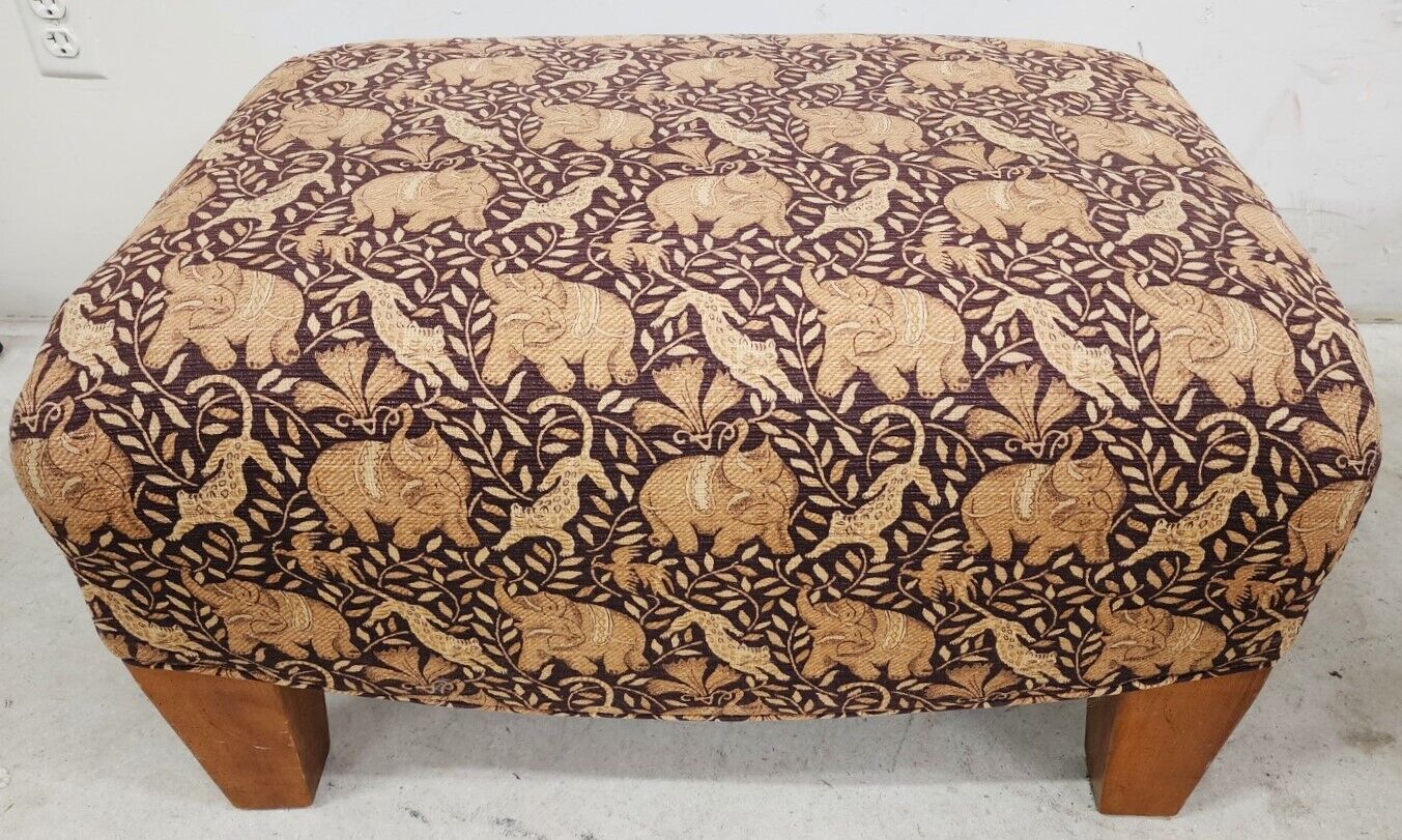 Wingback Armchair & Ottoman Elephants & Leopards Custom Designer