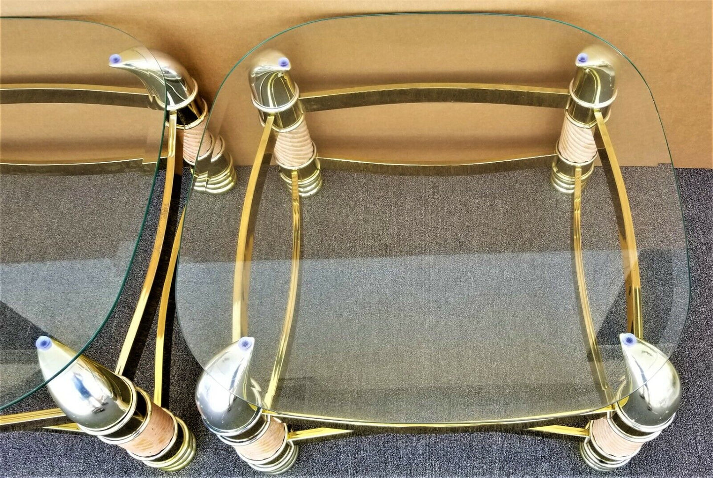 Mid-Century Faux Elephant Tusk Side End Tables Tommaso Barbi Style - a Pair