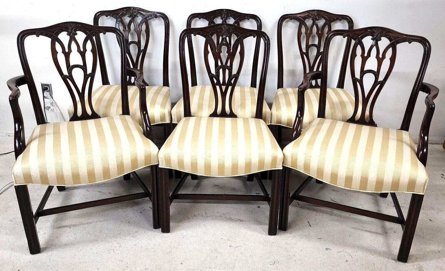 Antique 1800s Mahogany Chippendale Dining Chairs Set of 6