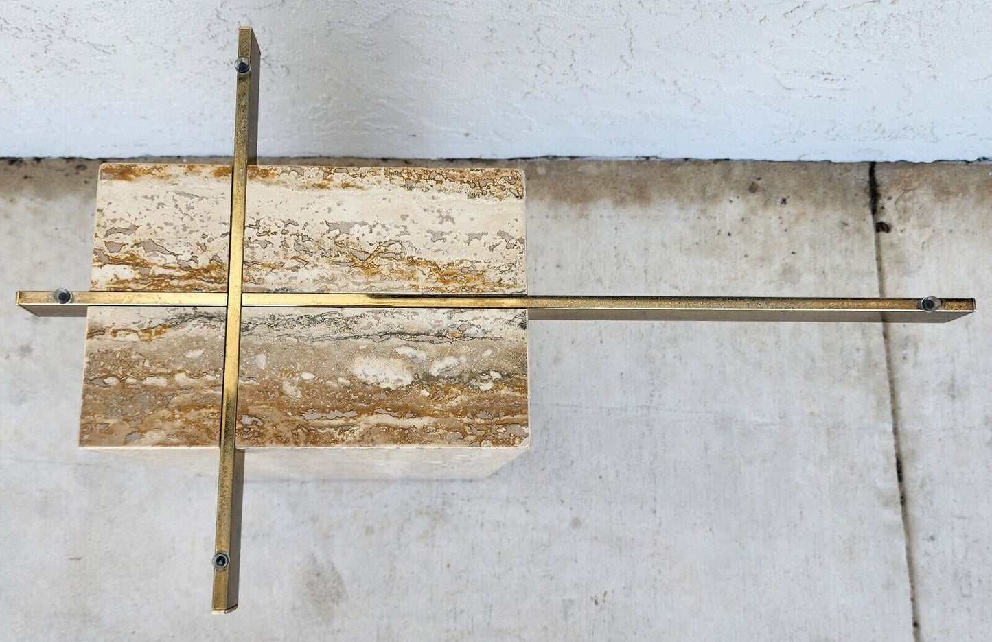 Travertine Side Table Marble Glass by ARTEDI 1970s