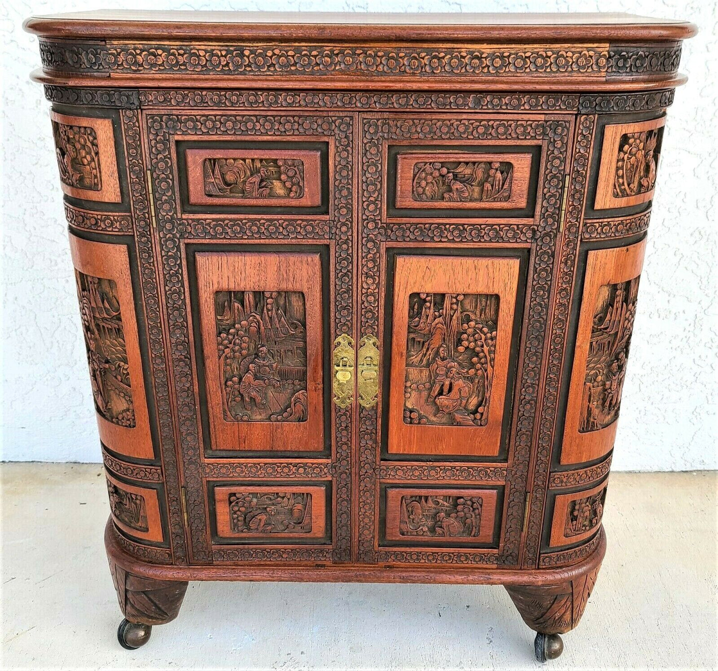 Camphor Wood Dry Bar Cabinet Mid Century Asian Chinoiserie