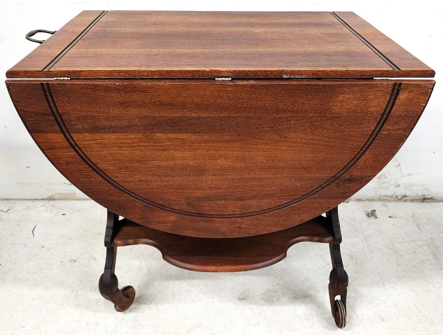 Antique Serving Cart Sideboard Drop Leaf Rolling 1800s