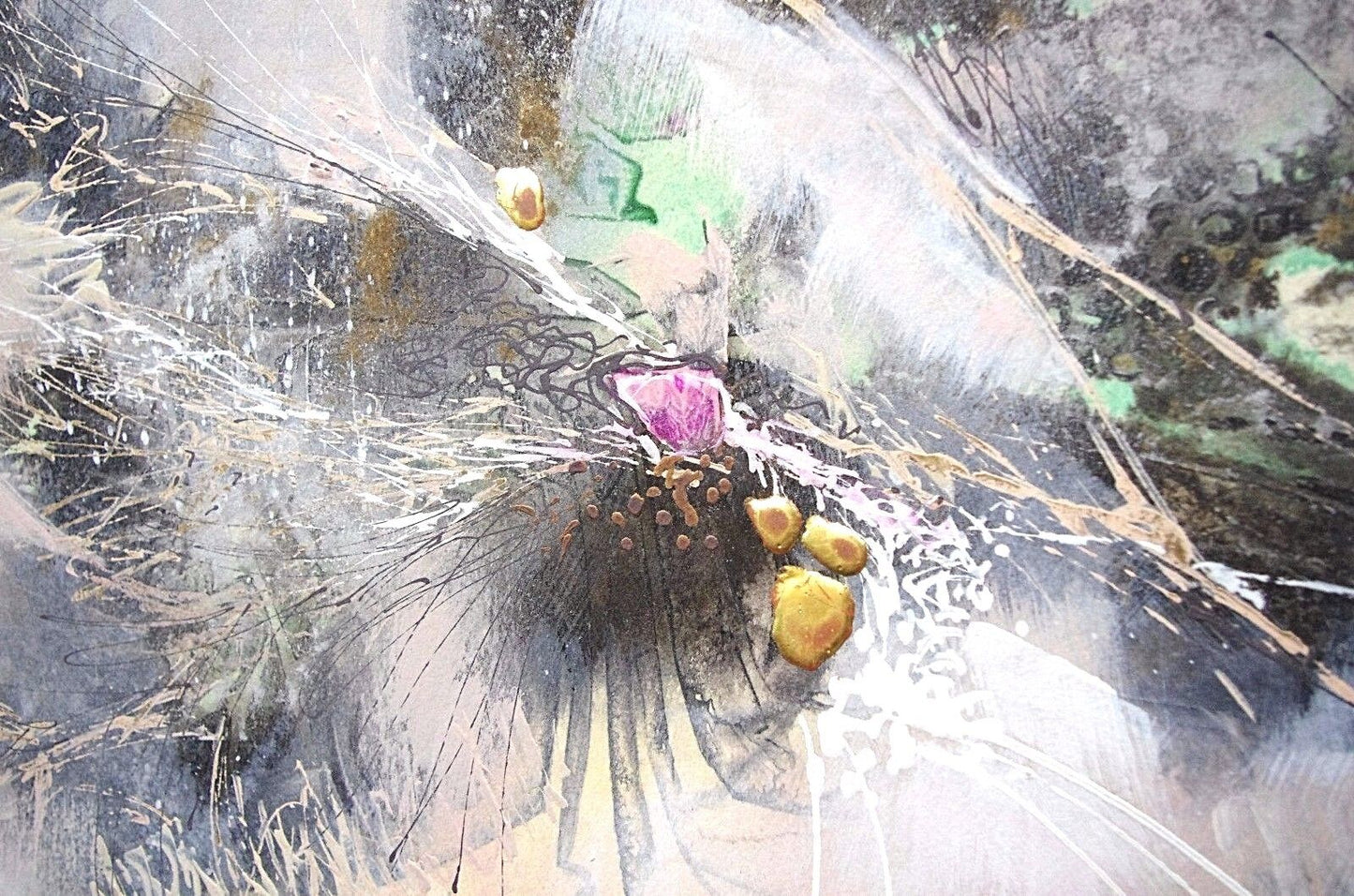 1988 Edward Goldman 1916-2006 Summer Winds Acrylic Gold Leaf Painting Signed