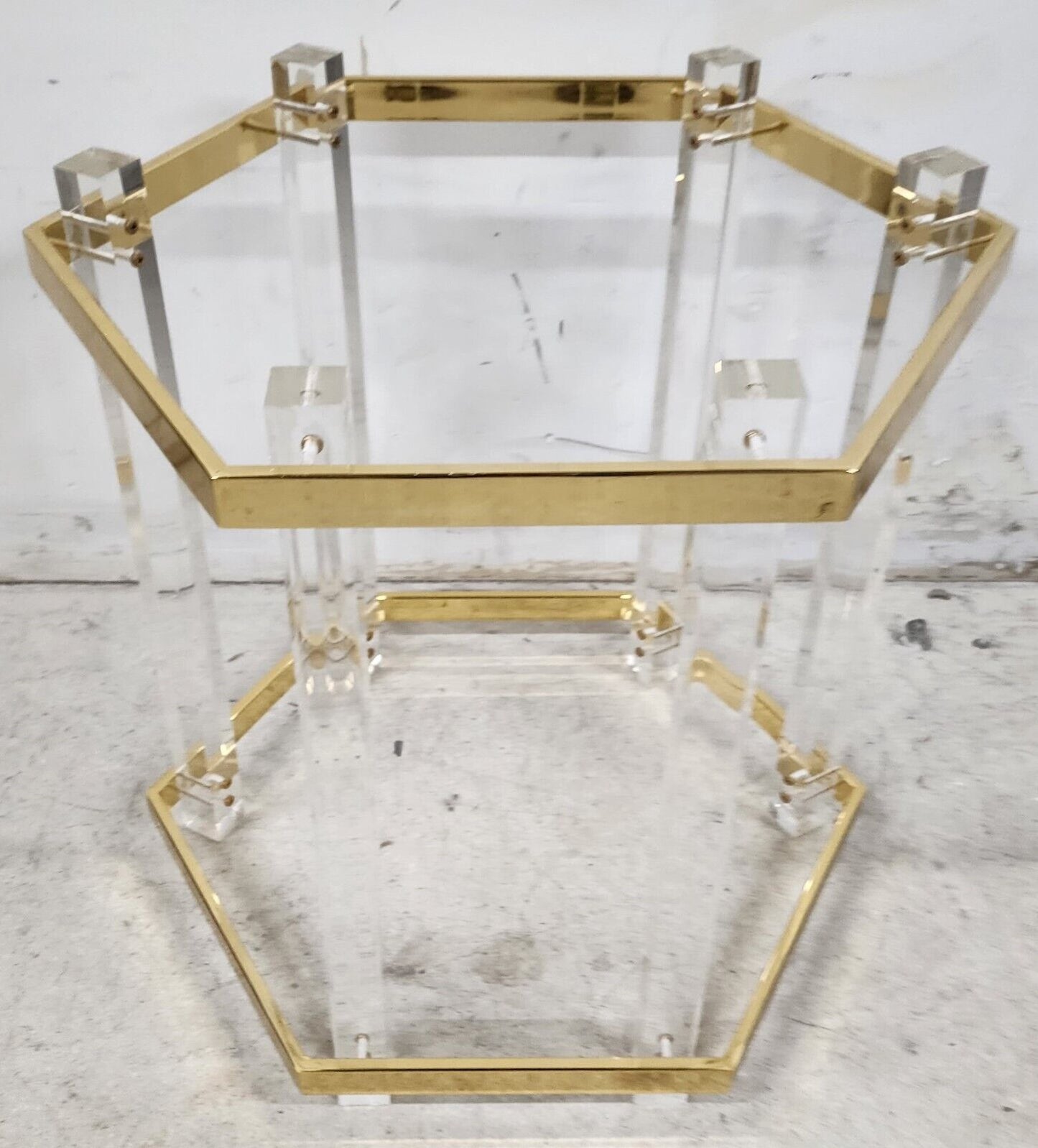 Lucite Side Table CHARLES HOLLIS JONES Style 24 Karat Gold Plated