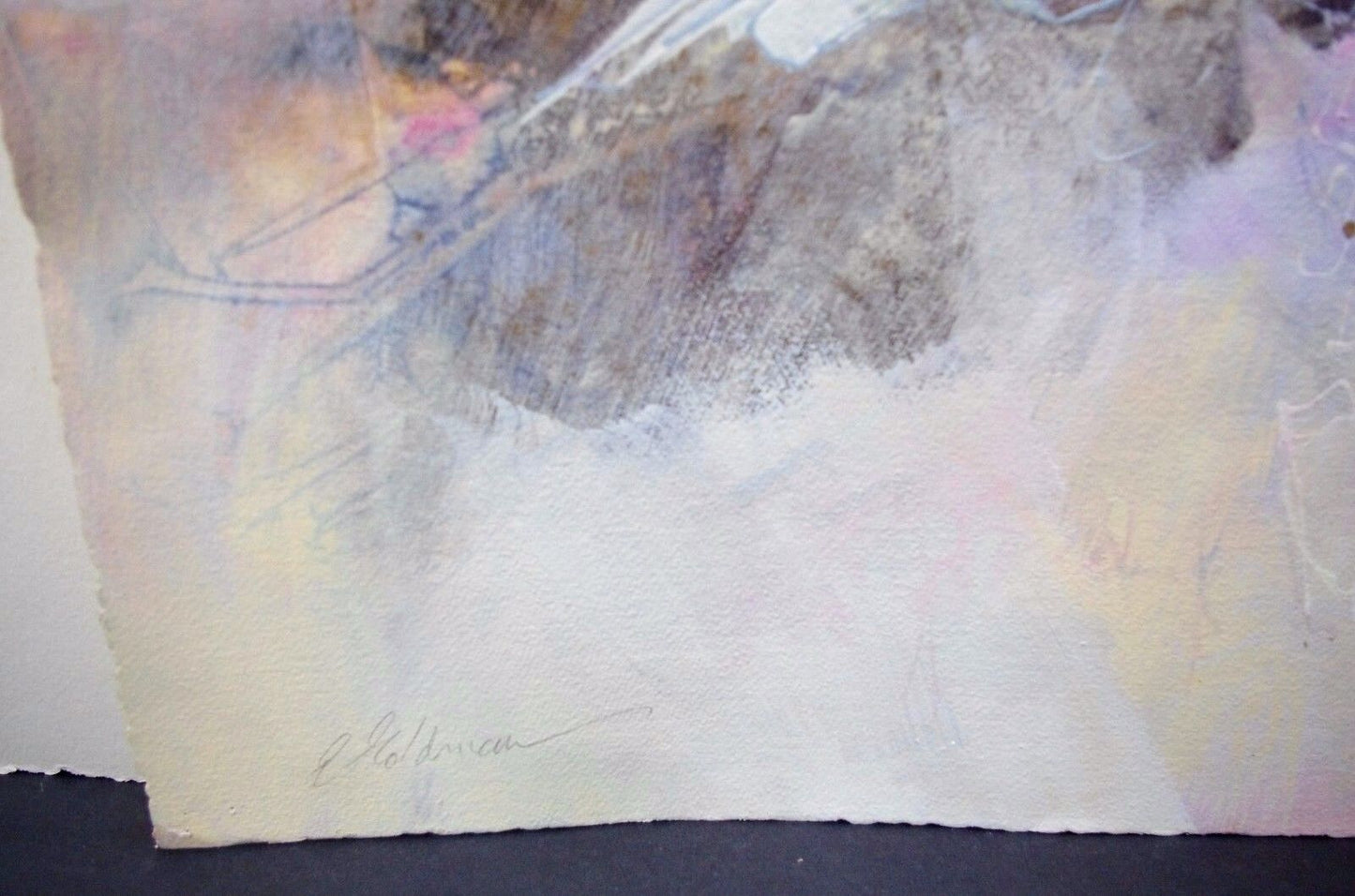 1988 Edward Goldman (1916-2006) Acrylic Gold Leaf Ink Painting Signed