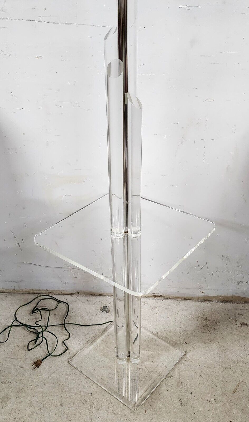 Lucite Floor Lamp with Table Vintage 1980s