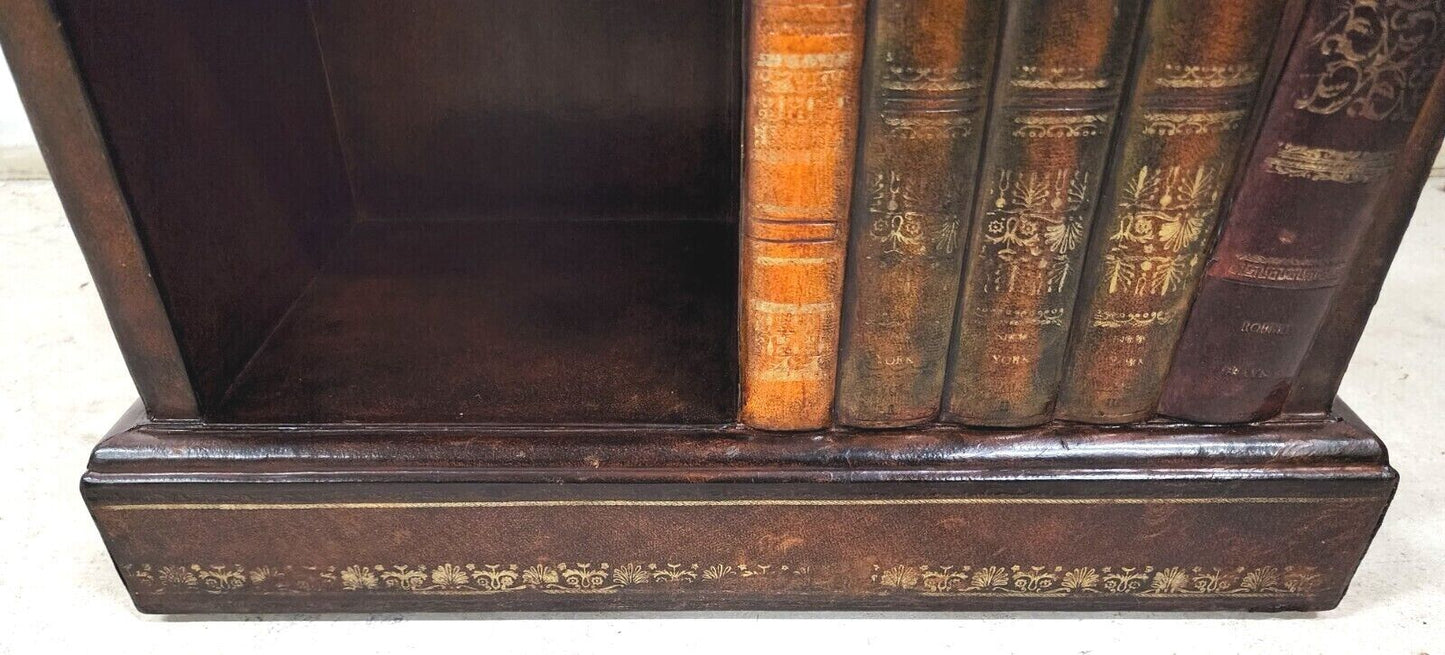 Tooled Leather Faux Book Nightstand Side Table by MAITLAND SMITH