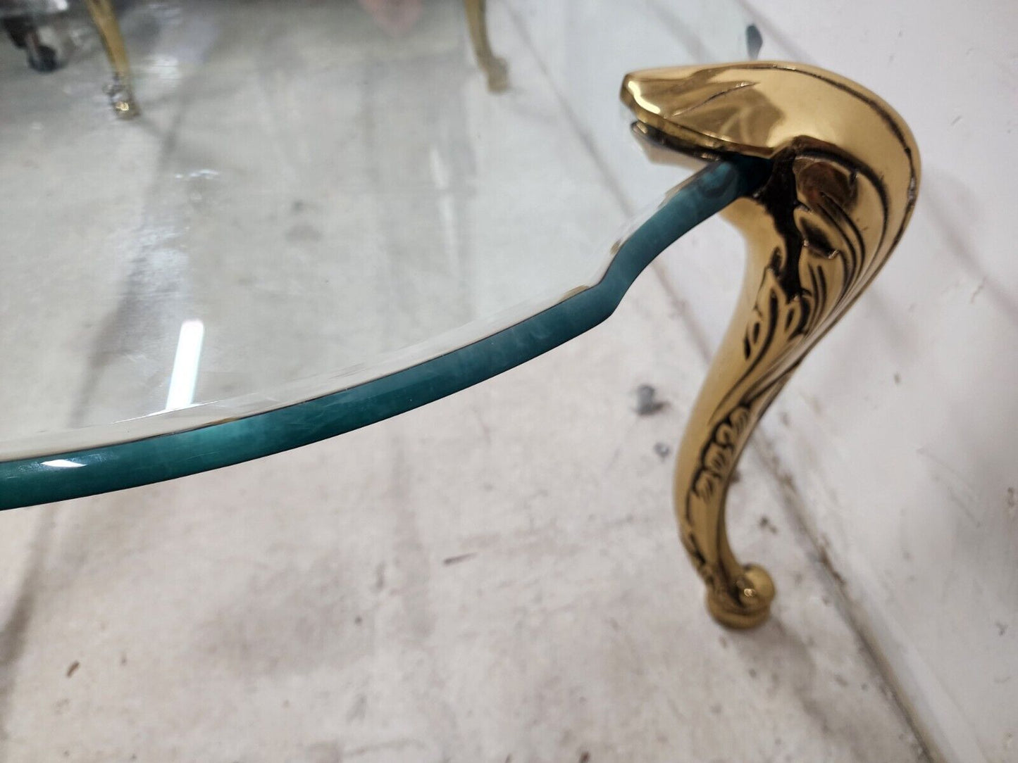 French Provincial Coffee Table Brass & Glass Vintage 1970s by CHAPMAN