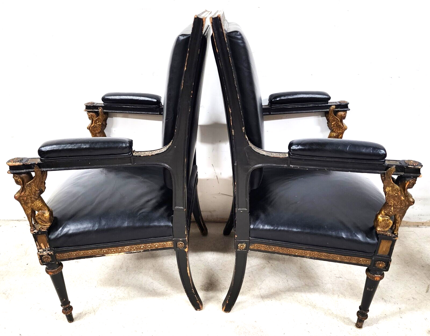 Leather Armchairs Empire Style Mid Century
