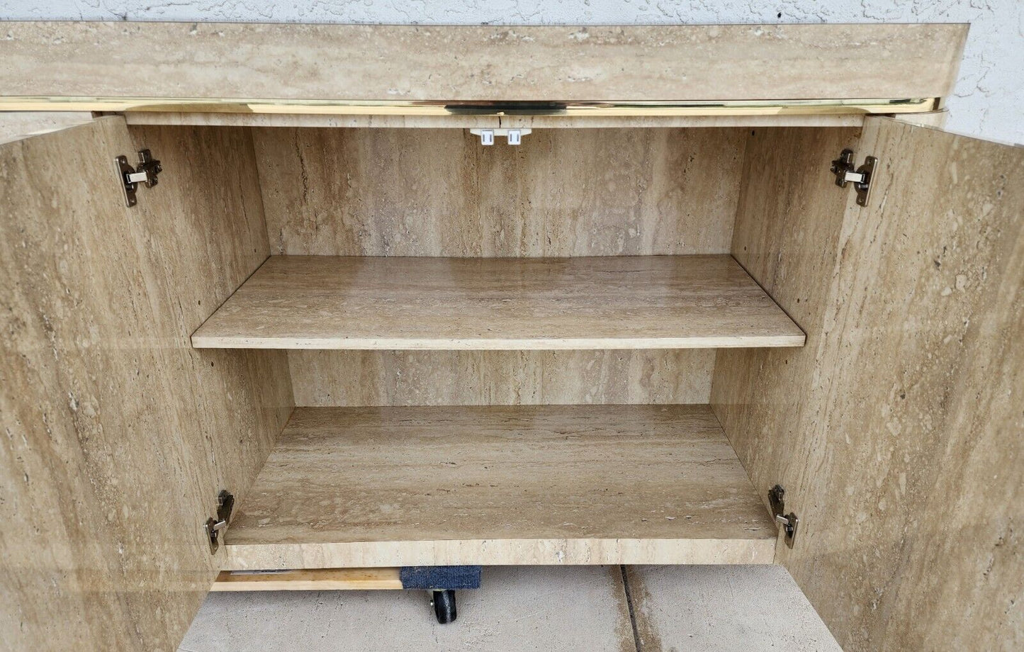 Sideboard Buffet Dry Bar Cabinet Postmodern Faux Travertine