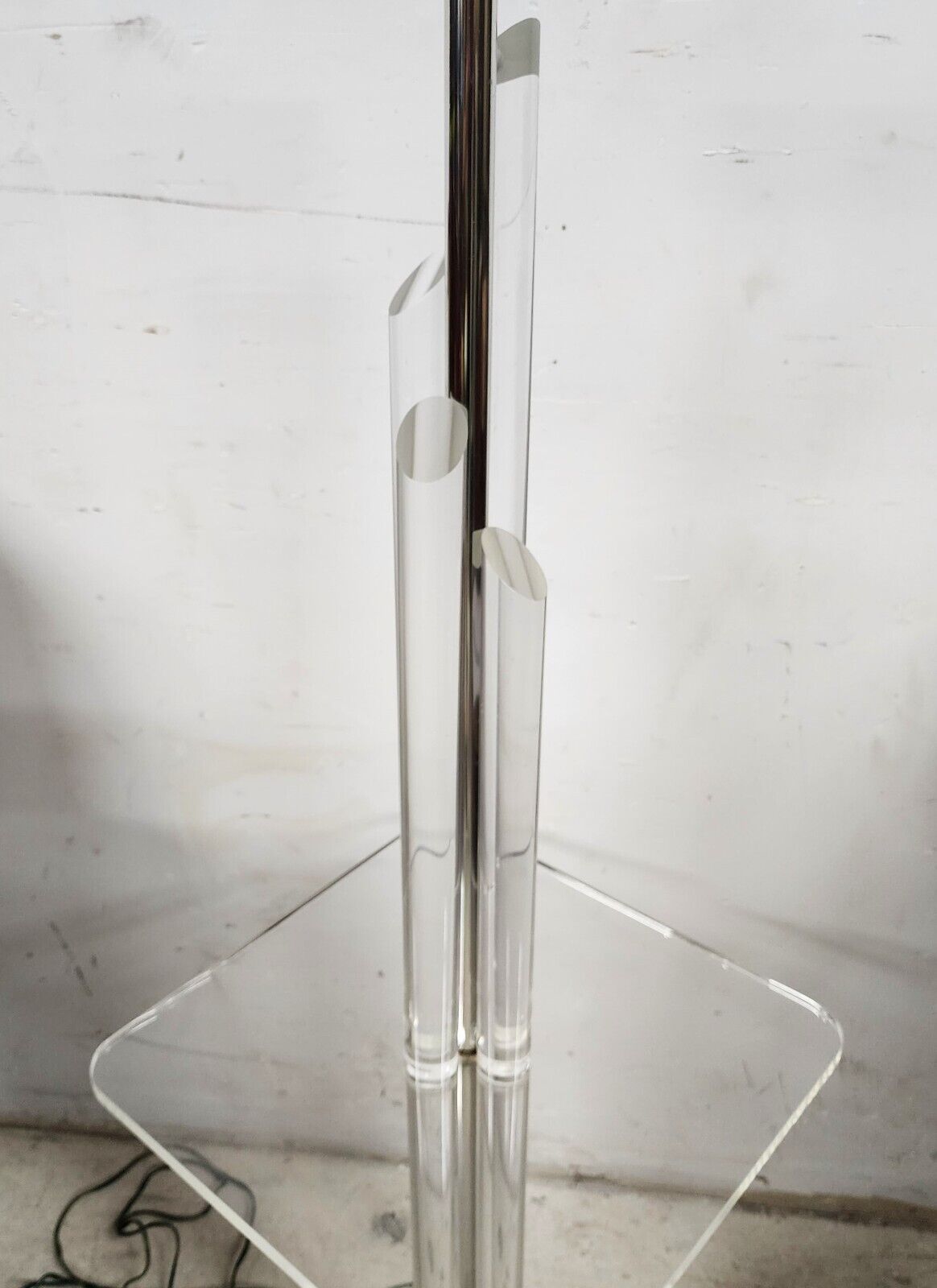 Lucite Floor Lamp with Table Vintage 1980s