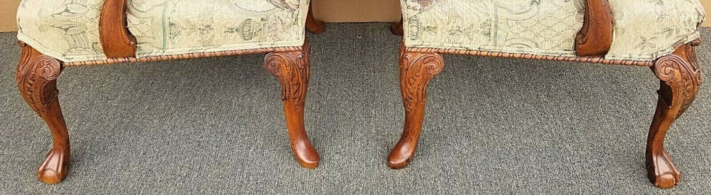 2 Chippendale Style Ball & Claw Tapestry Armchairs by CENTURY FURNITURE CO