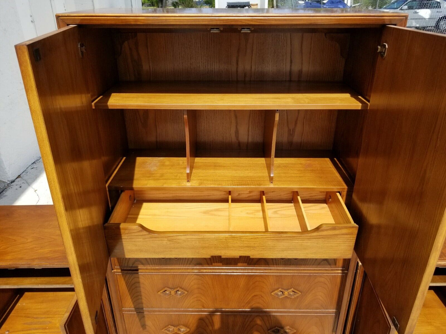 Vtg MCM WHITE FINE FURNITURE CO Campaign Style Highboy Wardrobe Dresser Only