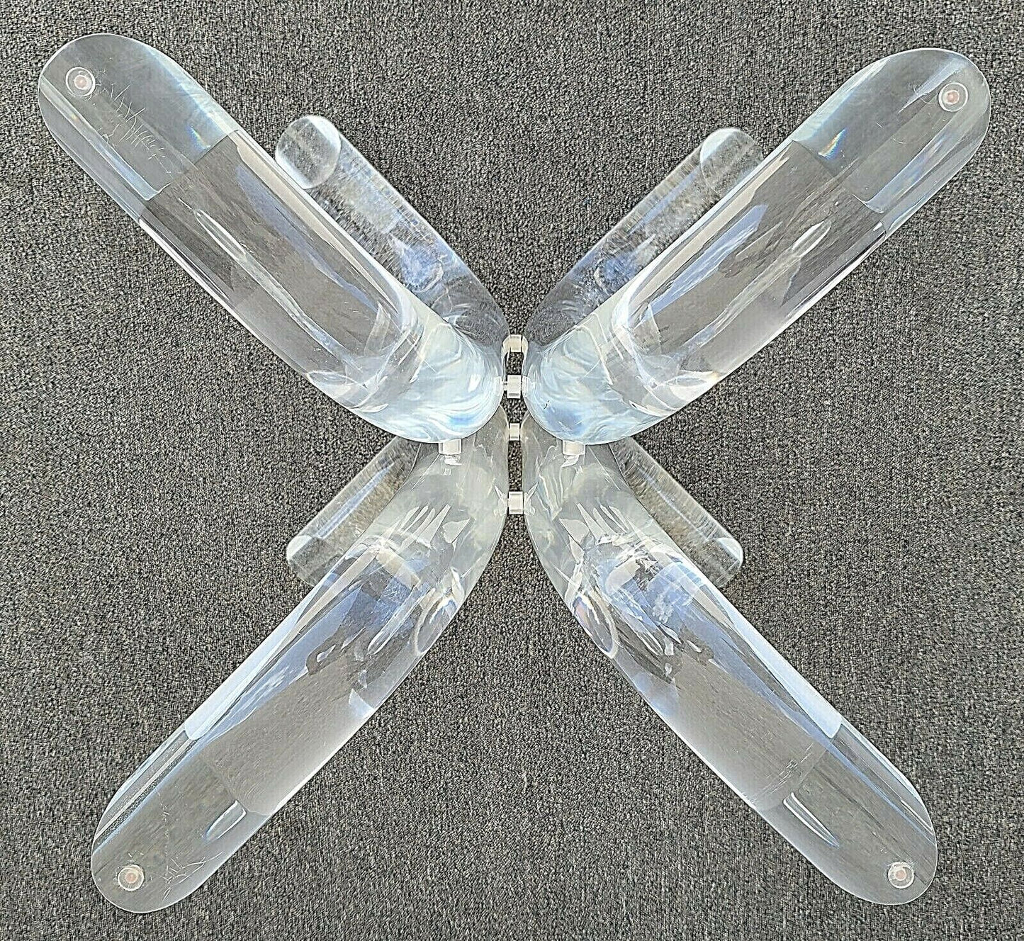 Vtg Charles Hollis Jones Tusk Lucite & Glass 4 Prong Dining Gaming Table