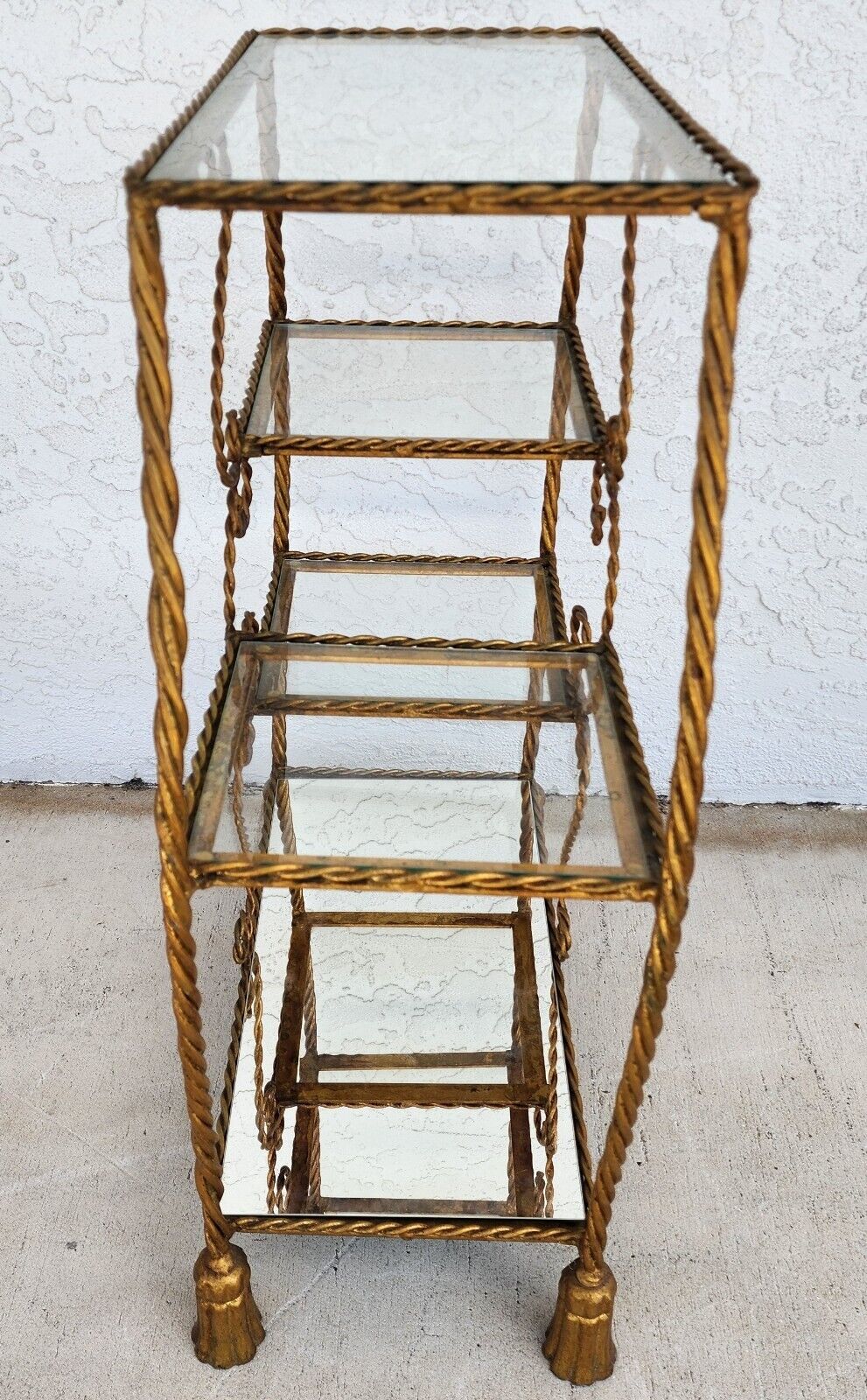 Rope Tassel Gilt Table Shelves Vintage
