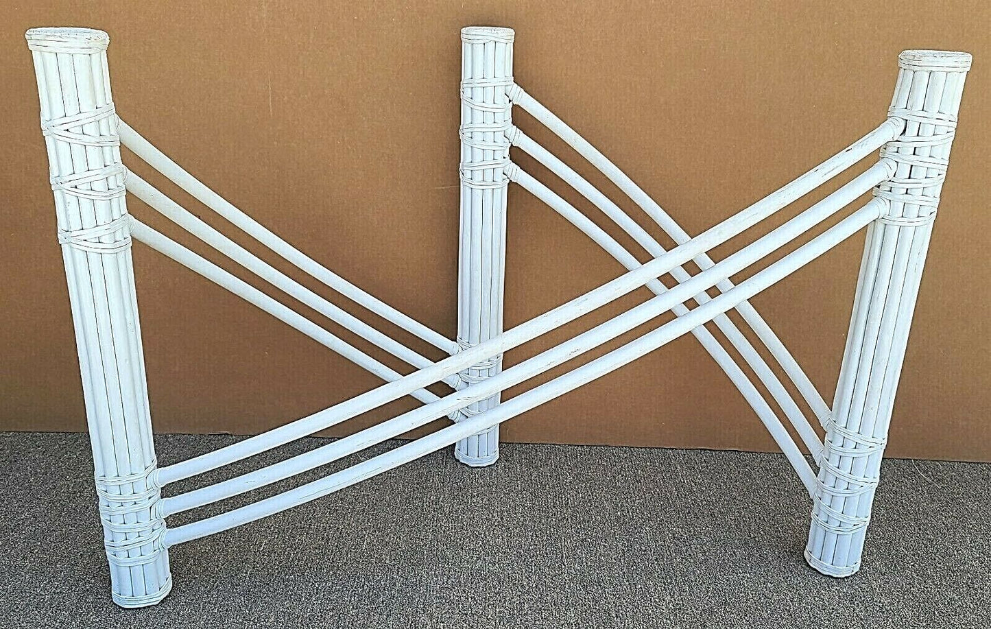 Palm Beach Regency Coastal Faux Bamboo Rattan Dining Console Table Base