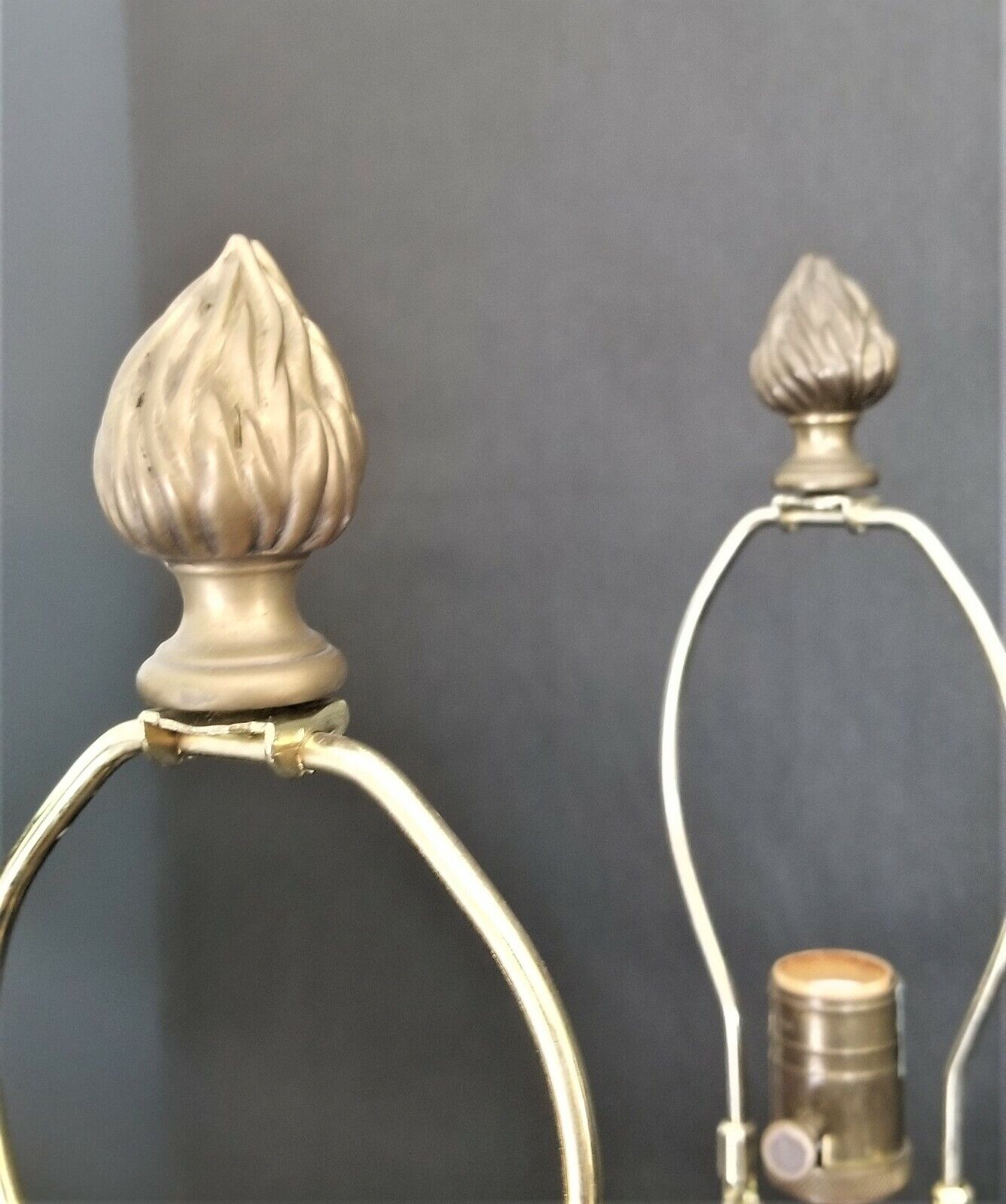 2 High-End Reticulated Pineapple Solid Brass Open Weave Scroll Body Table Lamps