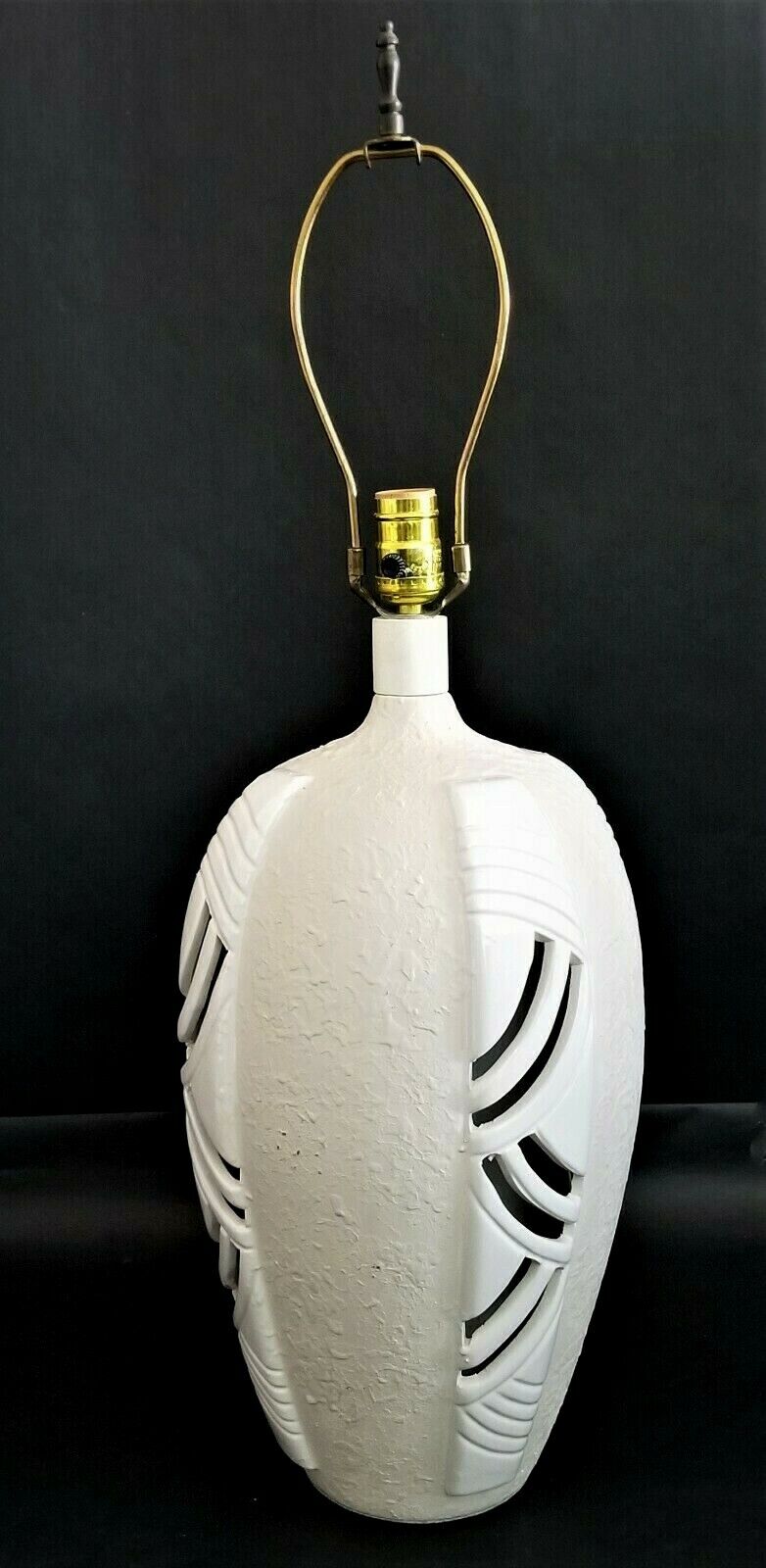 Vintage Ceramic Reticulated Table Lamp with Inside Light