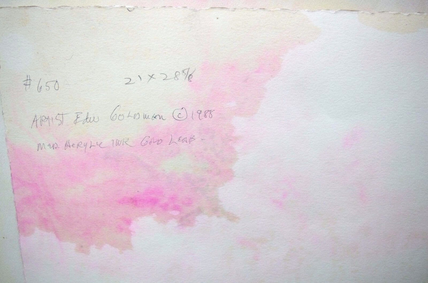 1988 Edward Goldman (1916-2006) Acrylic Gold Leaf Painting Signed