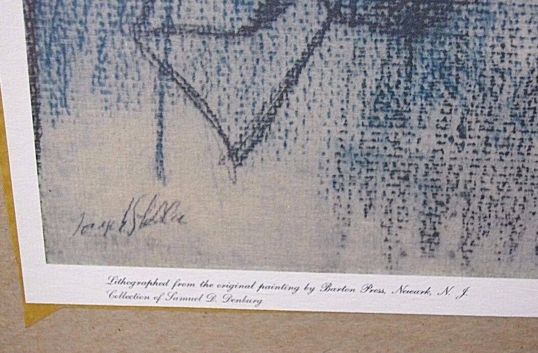 Vtg Joseph Stella (1847-1946) Offset Barton Press Lithograph of Old Couple