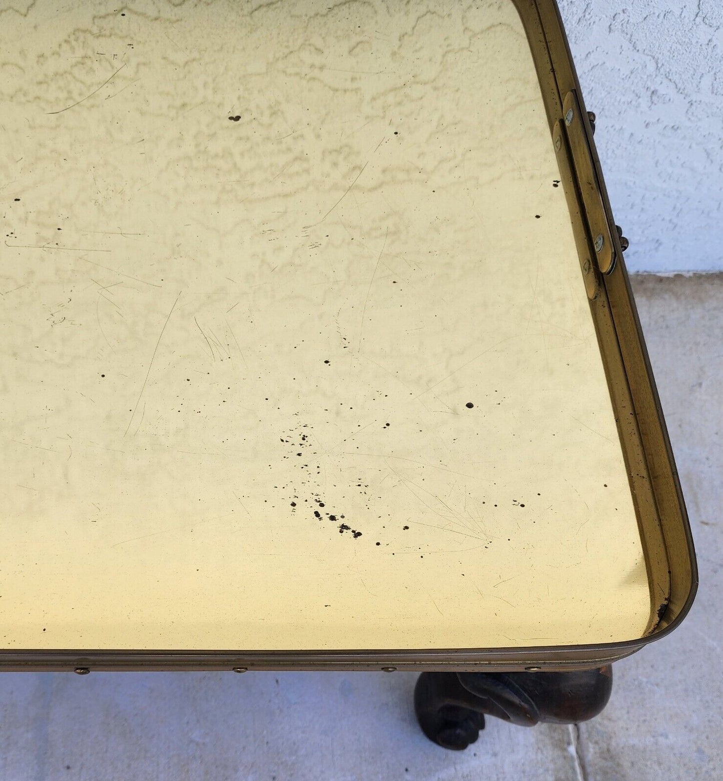 Vintage Brass and Mahogany Tray Table Mid Century