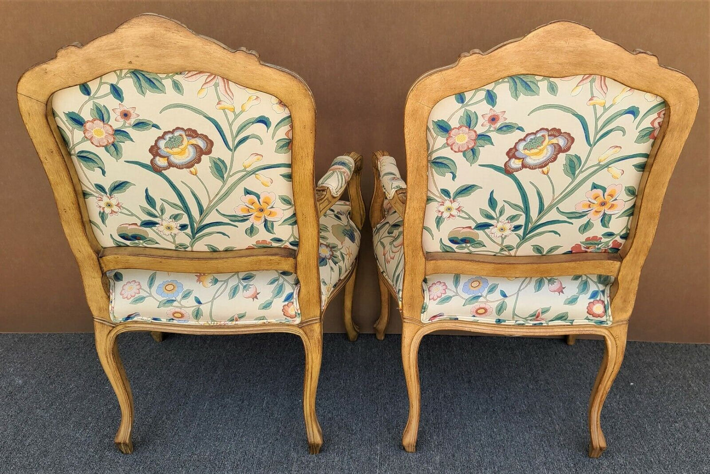 (2) Vintage French Provincial Louis XV Style Italian Arm Chairs by Chateau d'Ax