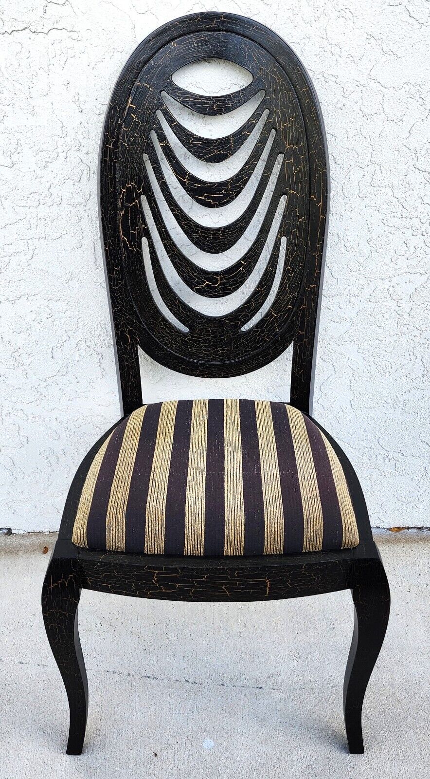 Set of 6 Draped Back Solid Wood Dining Chairs