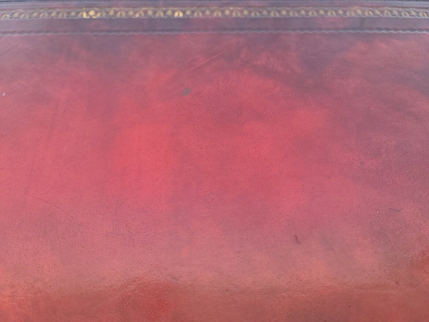 Mid Century Tooled Red Leather Mahogany Nesting Tables