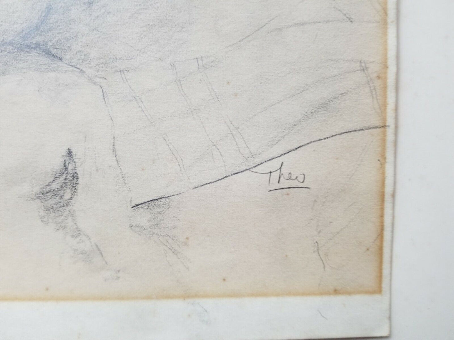 Original Theo Van Doesburg Pencil Signed Drawing of Madonna and Child