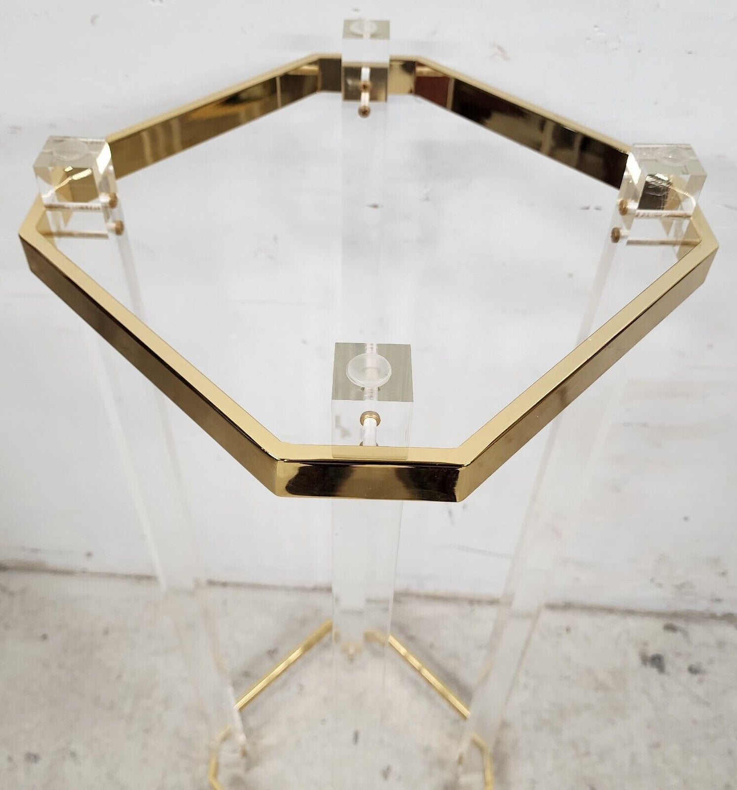 Lucite Pedestal Display Stand CHARLES HOLLIS JONES Style 24 Karat Gold Plated