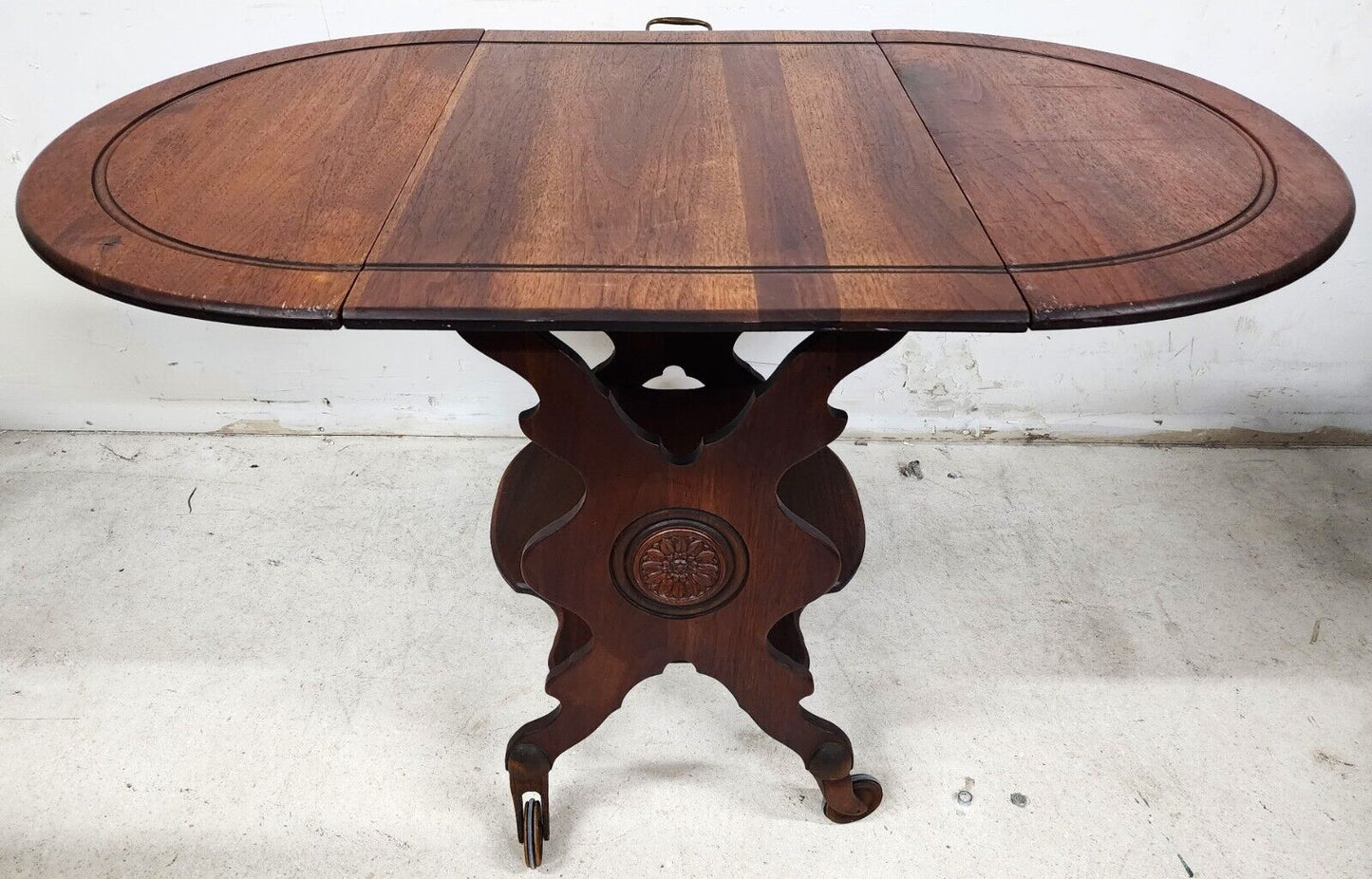 Antique Serving Cart Sideboard Drop Leaf Rolling 1800s