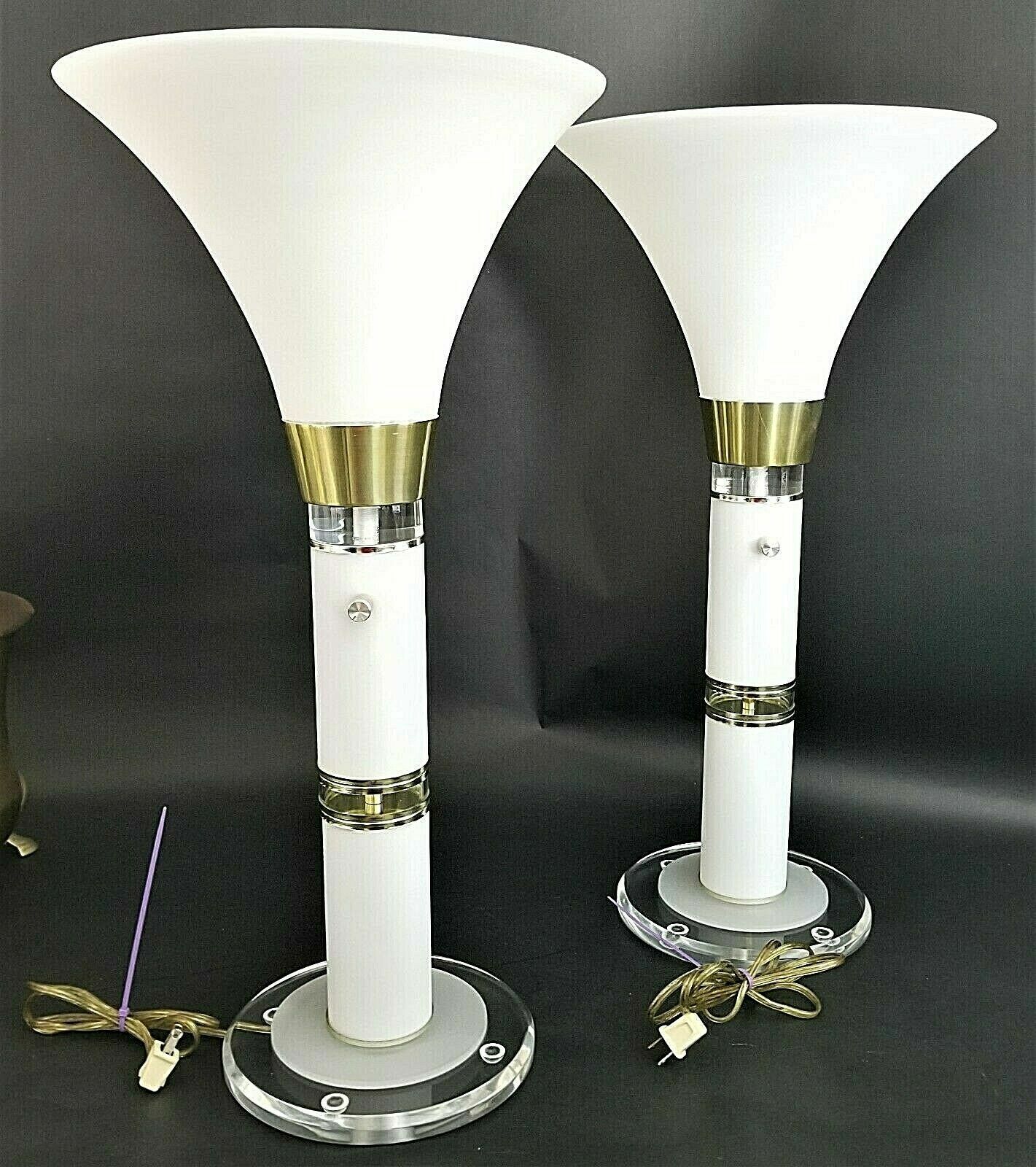 MCM 1980's Lucite Torchiere Mid Century Modern Floor Lamp by OPTIQUE 68"