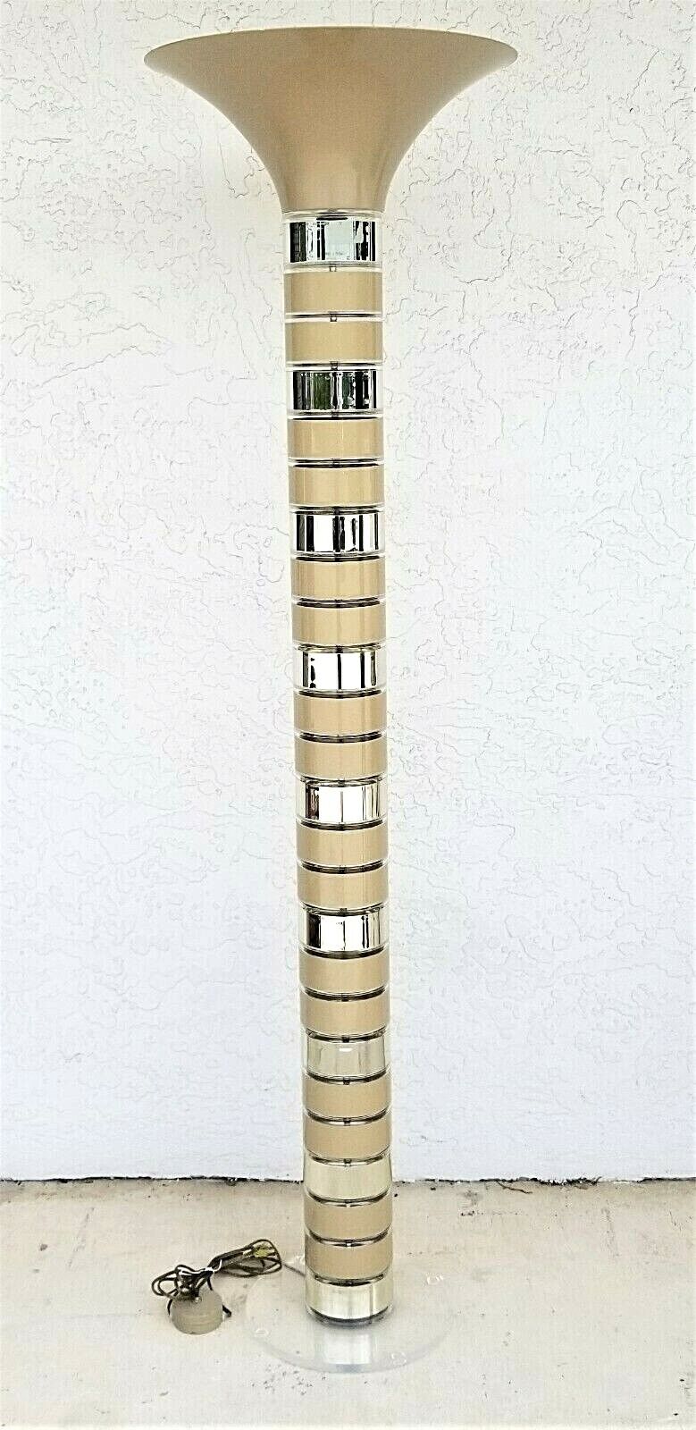 MCM 1980's Lucite Torchiere Mid Century Modern Floor Lamp by OPTIQUE 68"