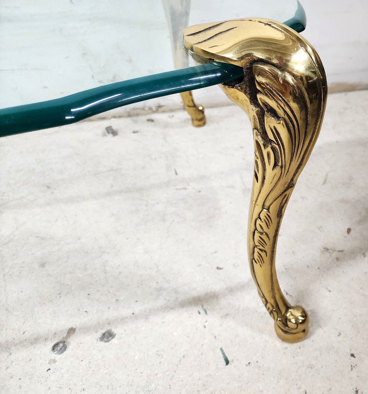 French Provincial Coffee Table Brass & Glass Vintage 1970s by CHAPMAN