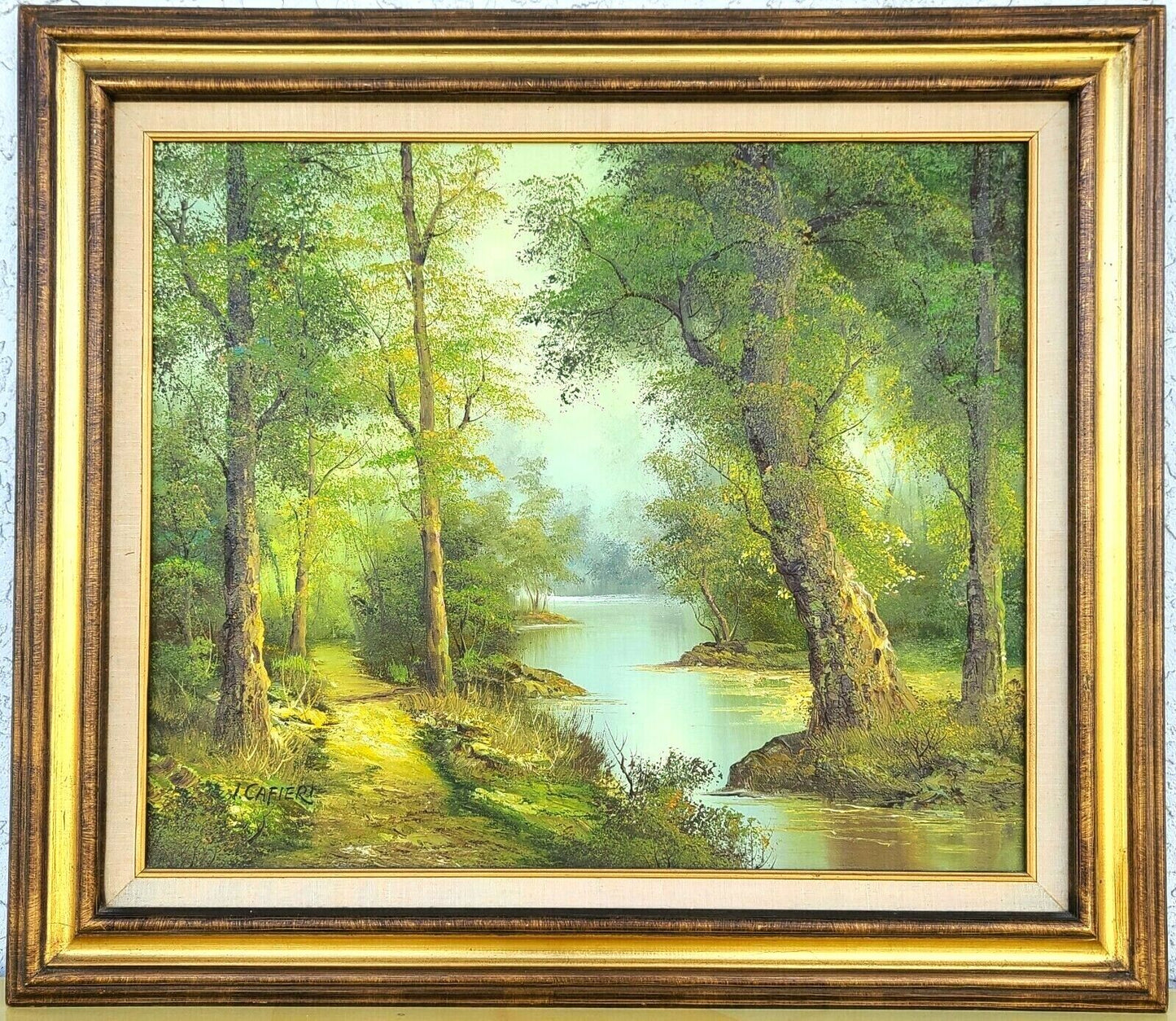 1987 Signed IRENE CAFIERI Landscape Oil Painting " Bowen Hones "