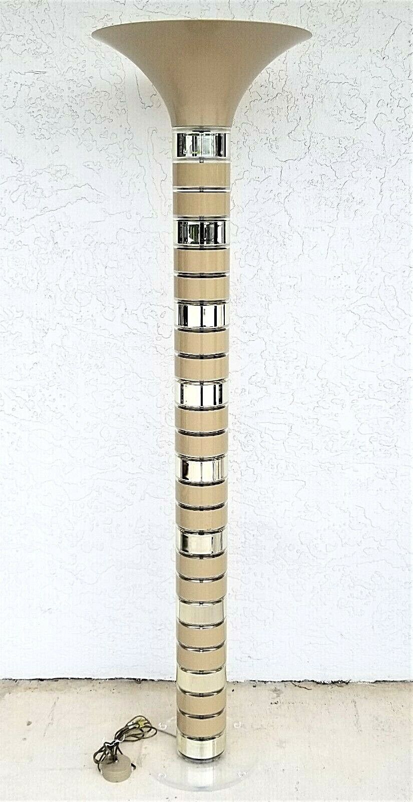 MCM 1980's Lucite Torchiere Mid Century Modern Floor Lamp by OPTIQUE 68"