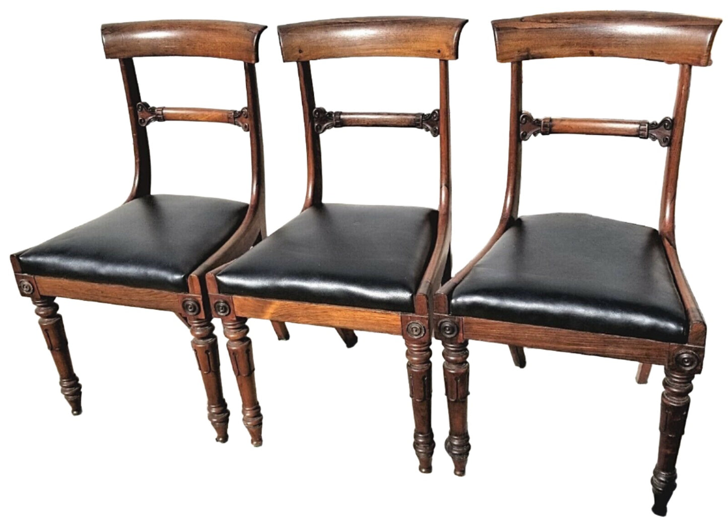 (1) ONLY William IV ca 1830 Hand Carved Mahogany Dining Chairs Turned Legs