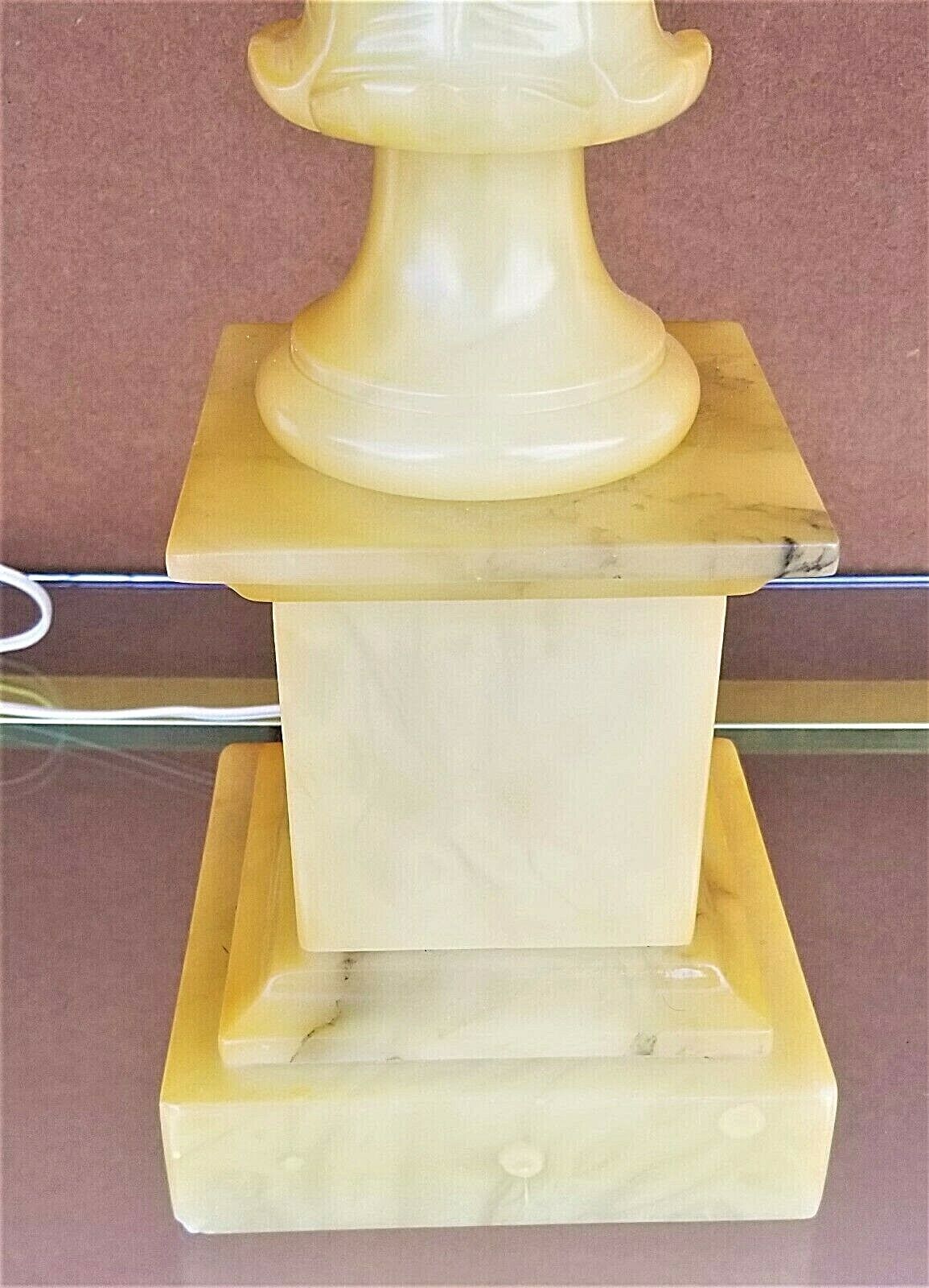 Vintage Large SAFRAN GLUCKSMAN Sculpted Alabaster Marble Table Lamp