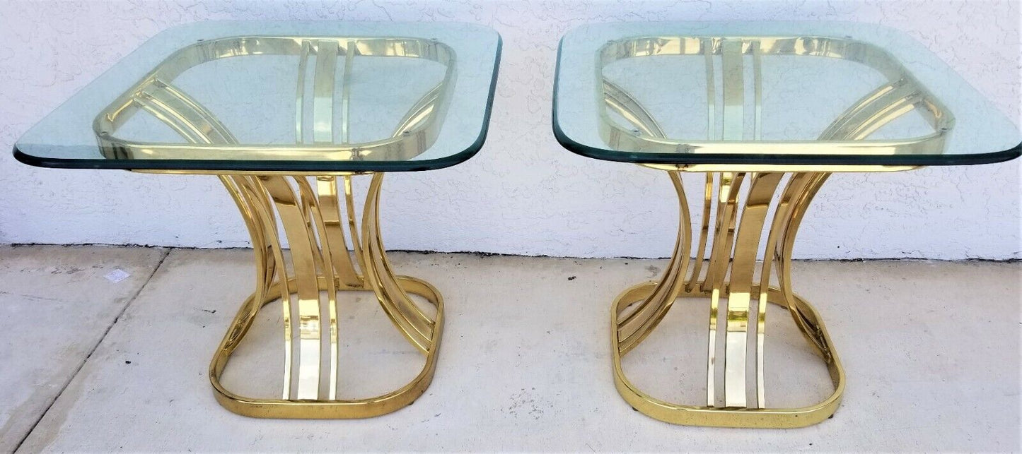 MCM Sculptural MILO BAUGHMAN Style Brass Mirror Console Sofa Table