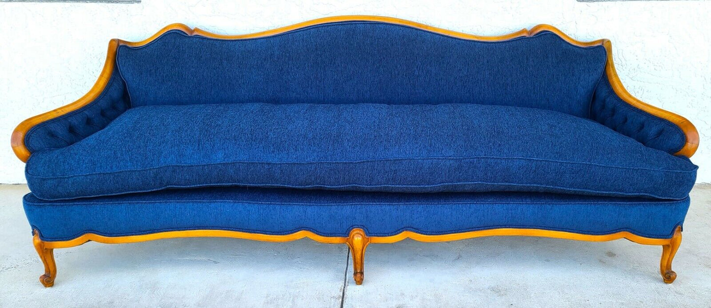 French Provincial Louis XV Style Sofa with Serpentine Carved Back