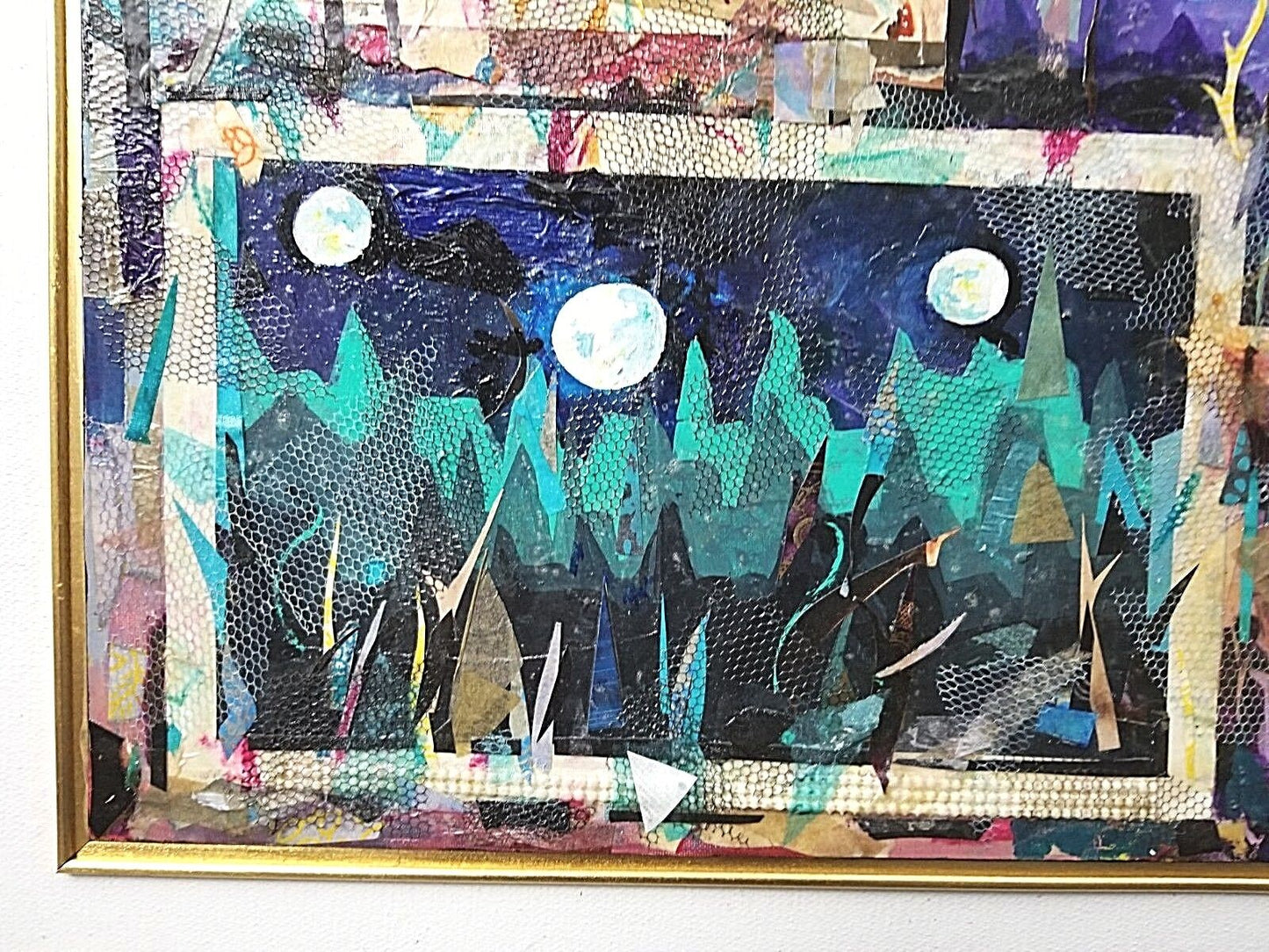 LILO KINNE Original Multidimensional Painting Collage Entitled "2 Suns 3 Moons"