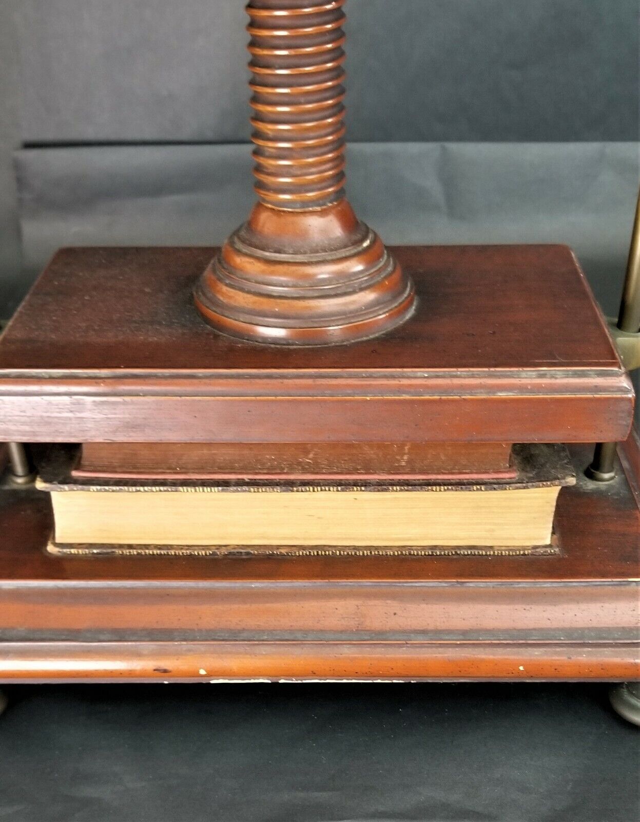 Vintage NORMAN PERRY Wood Book Press Library Table Lamp with Real Books