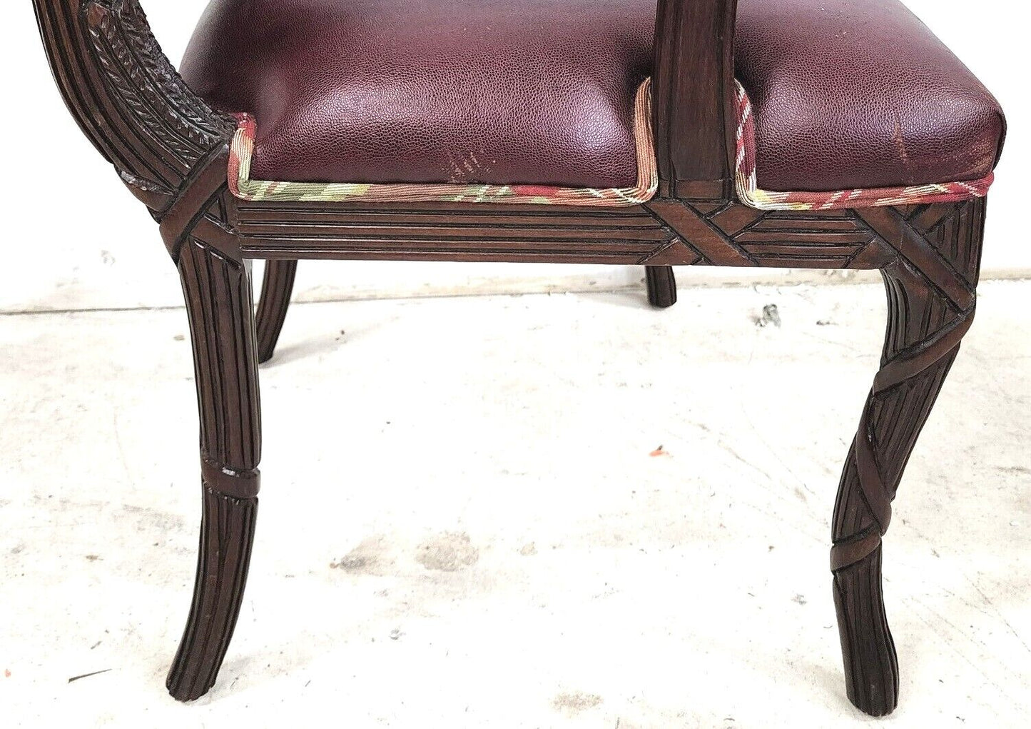 Vintage French Carved Solid Mahogany Dining Armchairs