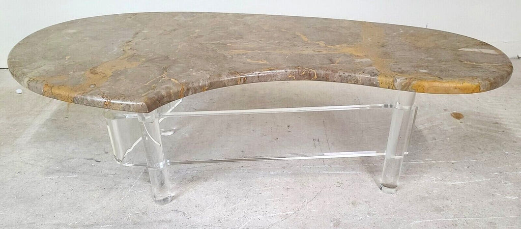 Vtg MCM Boomerang Italian Marble & Lucite Coffee Cocktail Table