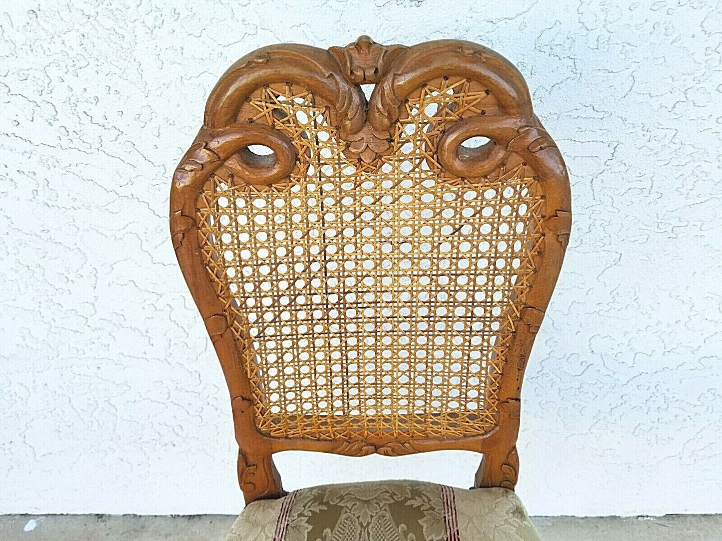 Antique French Provincial Louis XV Caned Vanity Accent Chair